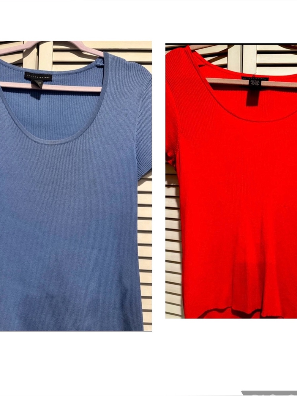 Set of two Grace Elements ribbed lightweight tops size L. Blue and orange